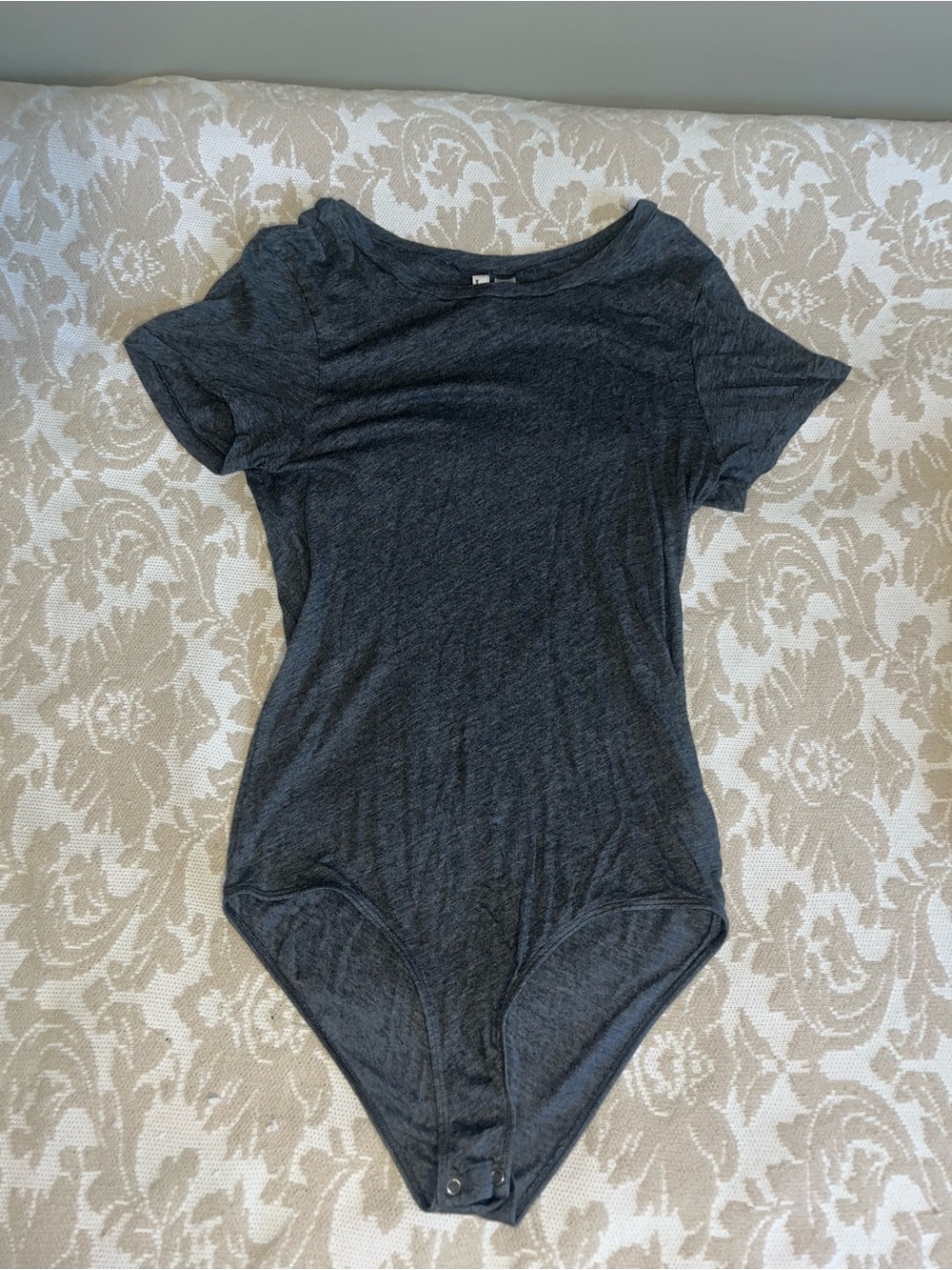 American Apparel Charcoal Gray Short Sleeve Bodysuit